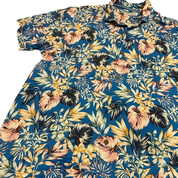 Tommy Bahama Uluru Fronds Silk Camp Shirt Picasso Blue Floral Button-Down XL Men - Picture 5 of 10